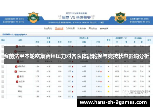 赛前法甲本轮密集赛程压力对各队体能轮换与竞技状态影响分析 赛前法甲本轮密集赛程压力对各队体能轮换与竞技状态影响分析